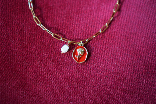 Elegant Necklace with Genuine Pearl Pendant Stainless Steel Jewelry