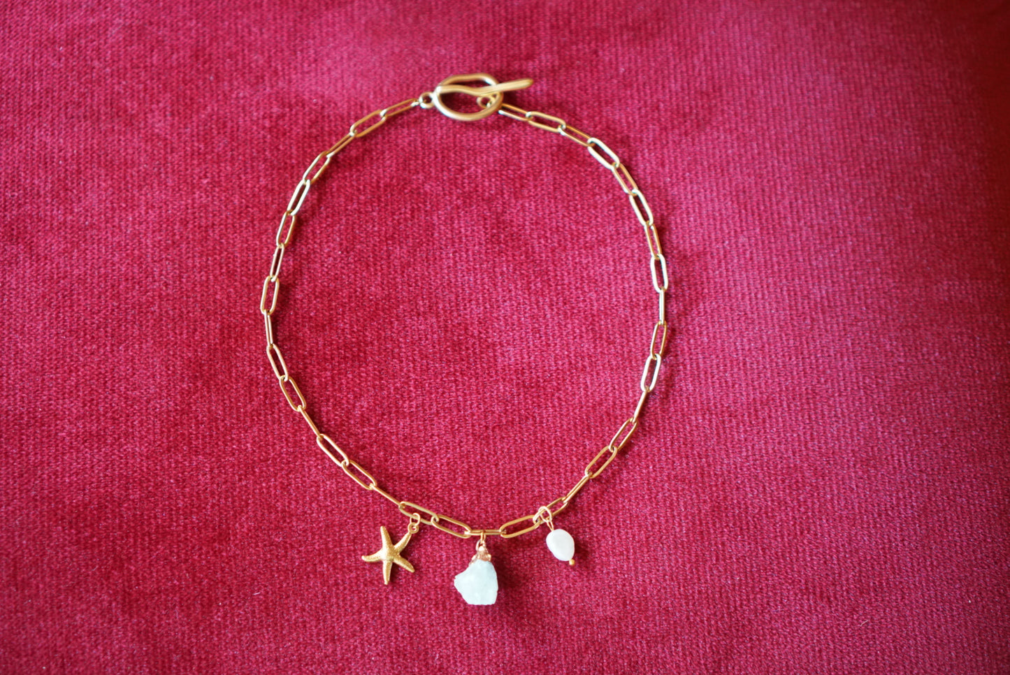 Goldene Kette mit Amethyst & Perle